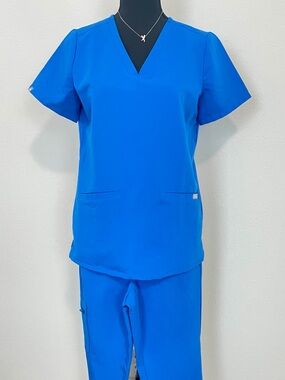 Figs Royal Blue Scrub Set: Casma top and Zamora Jogger